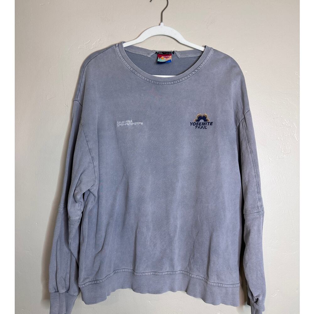 Zara Yosemite Trail California Pullover Oversized Long Sleeve Tee Large
